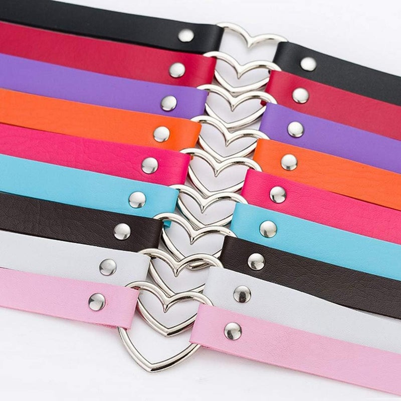 ETHOON Love Heart Adjustable Leather Choker Punk PU Necklace Goth Choker Soft Collar Chain for Women - Image 5